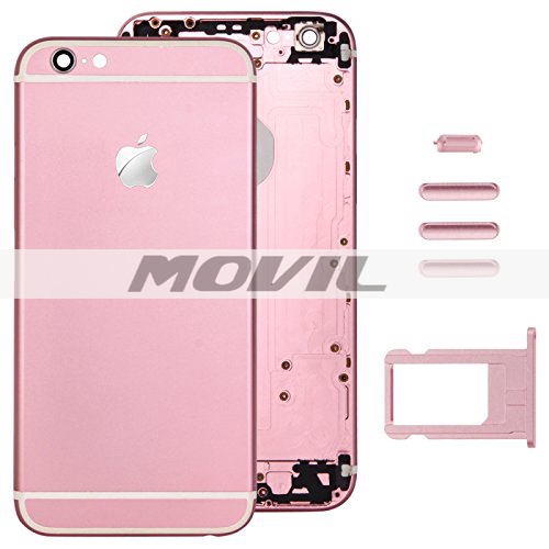 Pink Full Housing Back Cover with Card Tray & Volume Control Key & Power Button & Mute Switch Vibrator Key Replacement for Apple iPhone 6